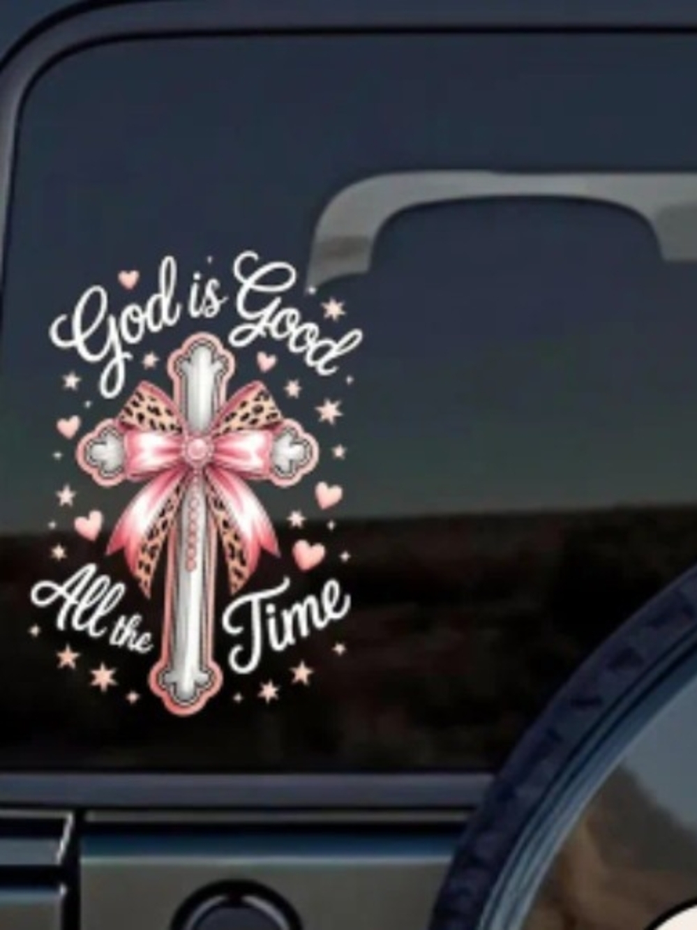 God Is Good All the Time Pink Cross Decorative Decal